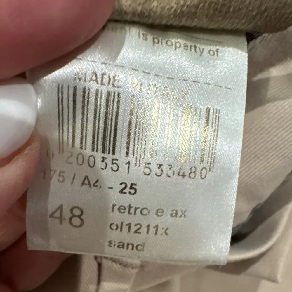 Berwich Italy Beige Stretch Pleated Chino Pants Men’s EU 48 US 32 Made in Italy